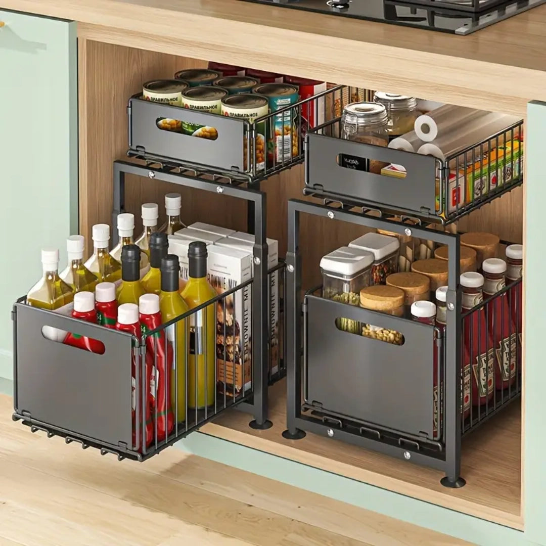 Glidora™ – Rangement Coulissant pour Placard de Cuisine