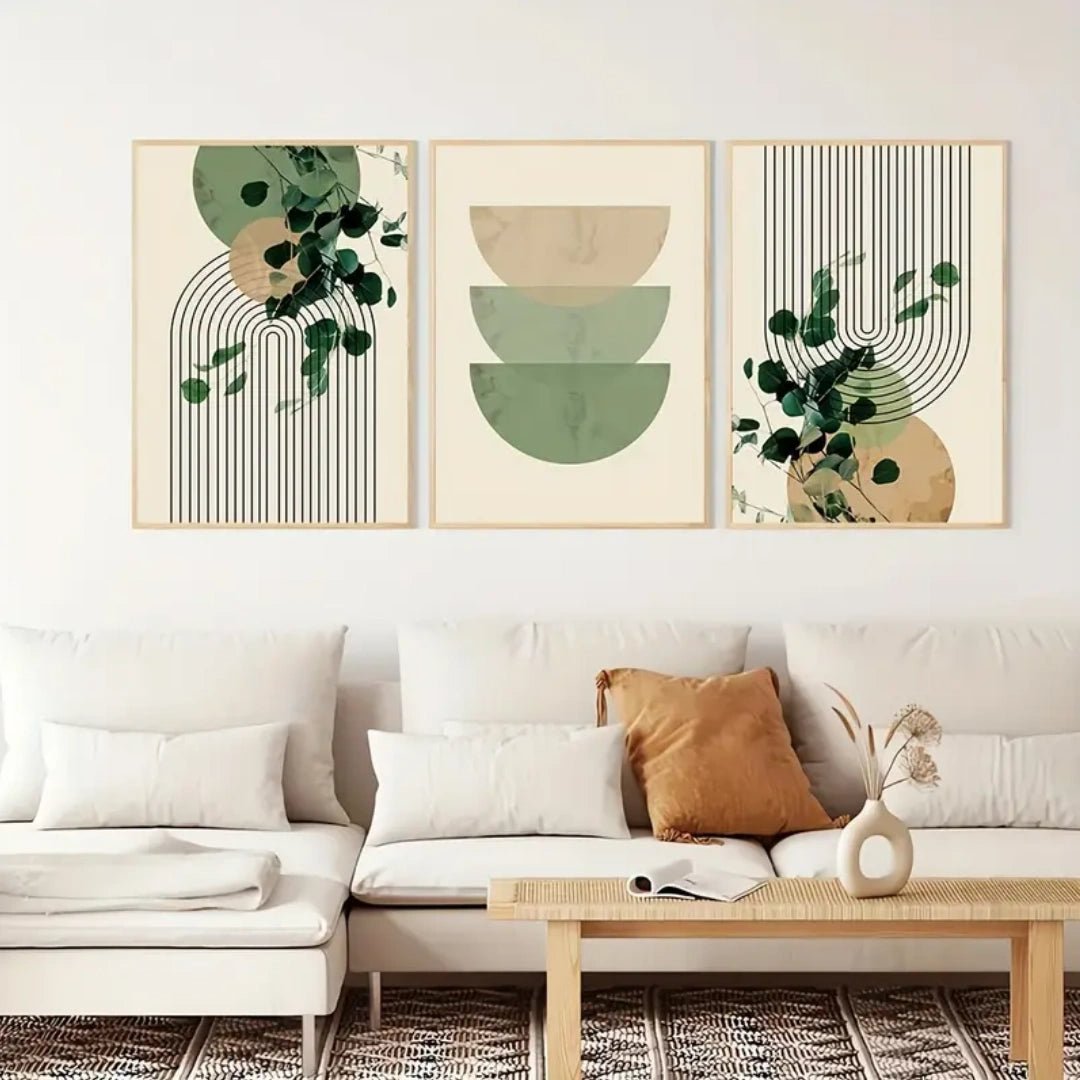 Équilibre Vert™ – Triptyque Abstrait Nature & Formes - Inoville