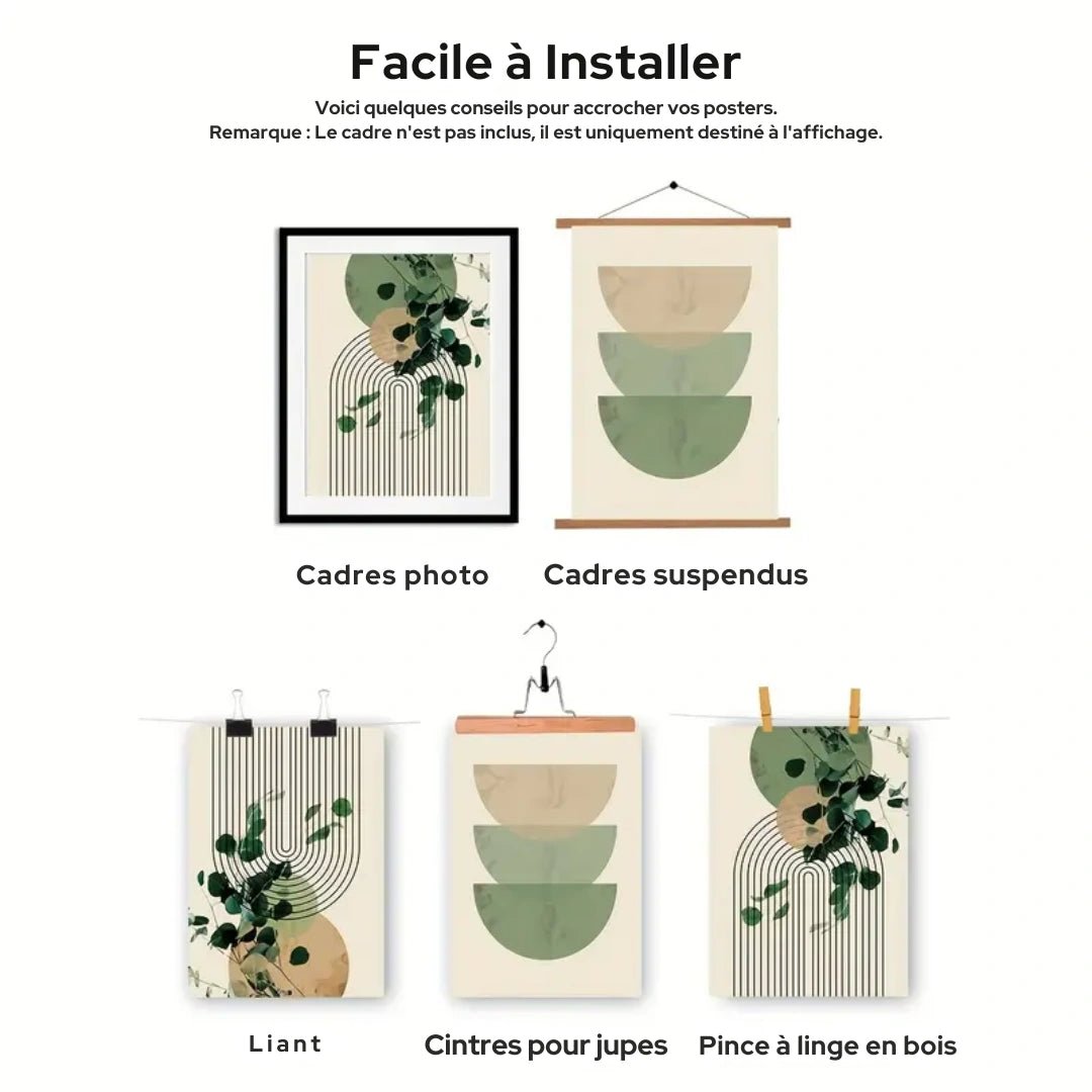 Équilibre Vert™ – Triptyque Abstrait Nature & Formes - Inoville