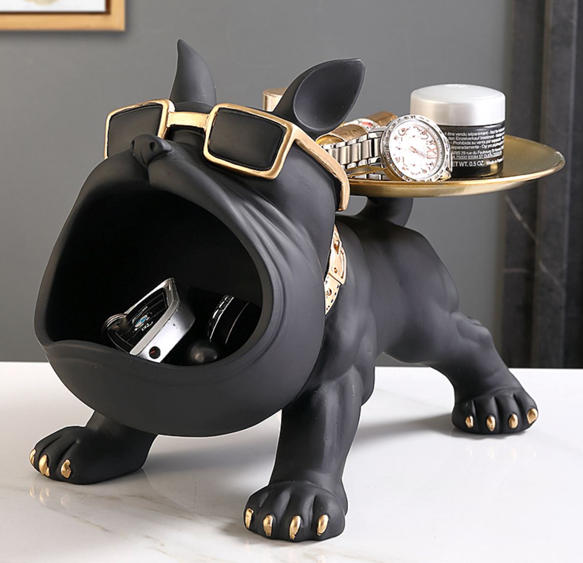 Escultura Bulldog Francês Decor Cool (Suporte Duplo) aparador chave Conceito Preto