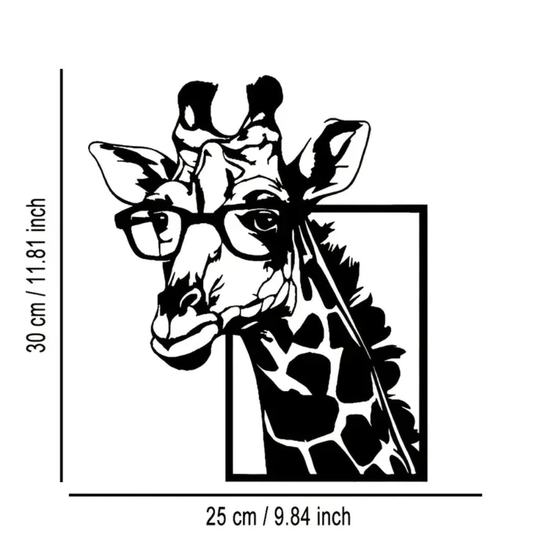 Girafunk™ – Sculpture Murale en Métal Girafe Stylée avec Lunettes - Inoville