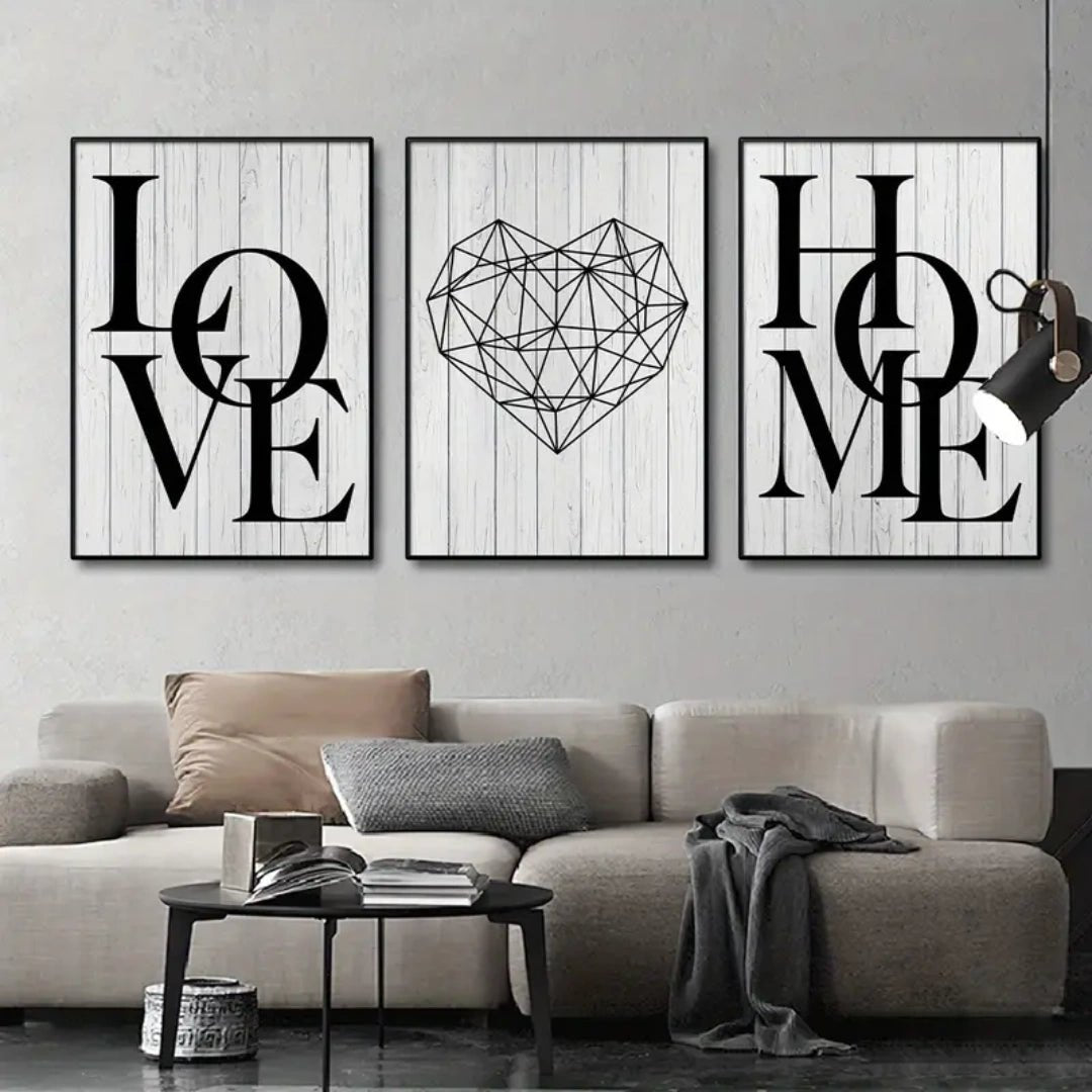 Lettrisme Chic™ – Triptyque Love, Cœur, Home - Inoville