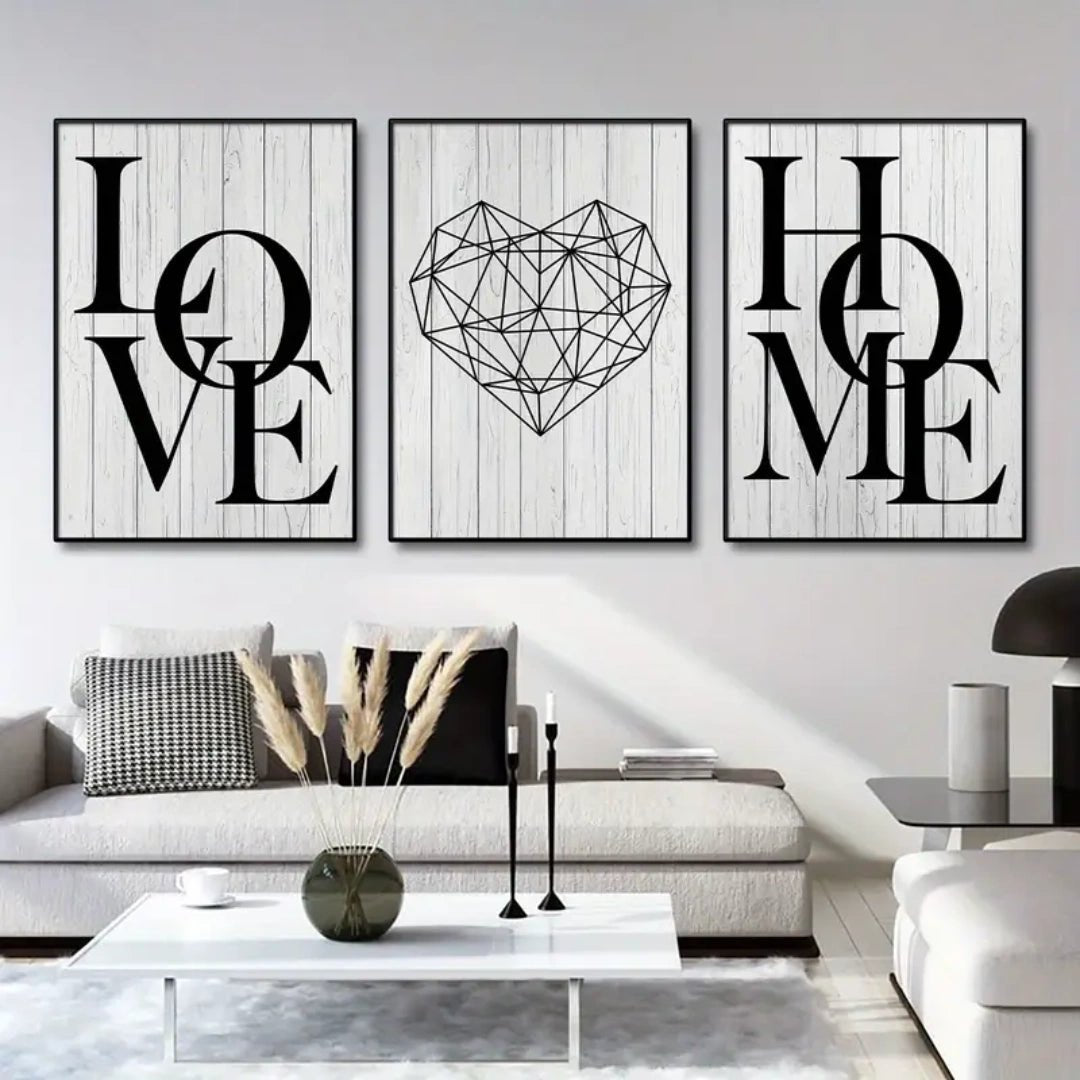 Lettrisme Chic™ – Triptyque Love, Cœur, Home - Inoville