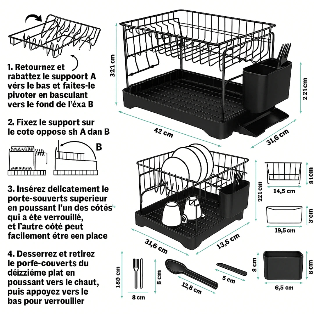 Séch’Organik™ – Égouttoir Premium à 2 Niveaux - Inoville