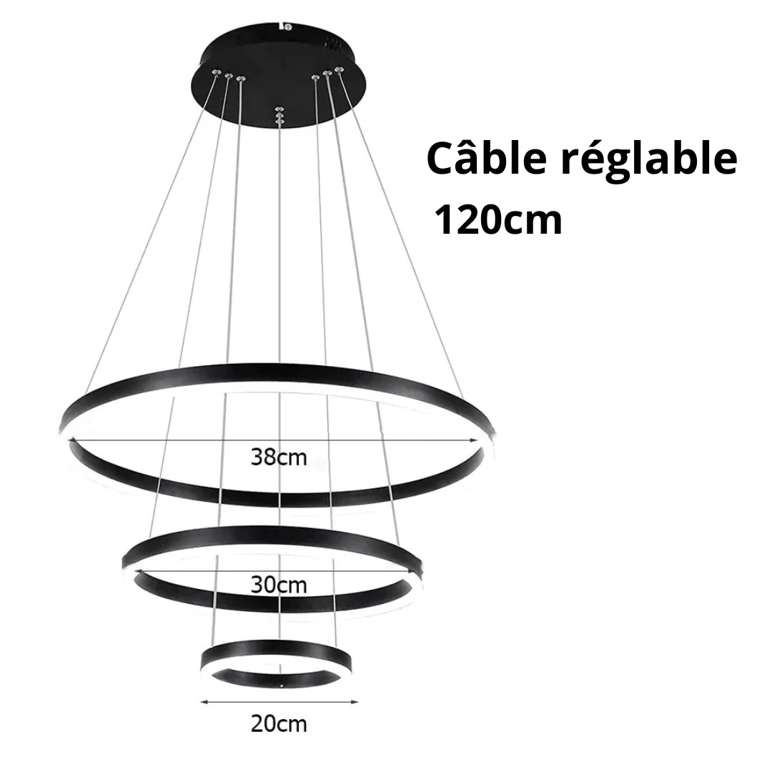 Suspension LED Triple Cercle - Idéale pour Salle à Manger - Inoville