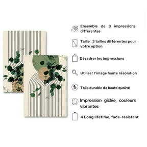 Équilibre Vert™ – Triptyque Abstrait Nature & Formes - Inoville