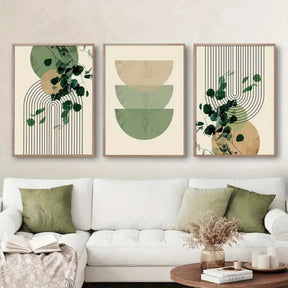 Équilibre Vert™ – Triptyque Abstrait Nature & Formes - Inoville