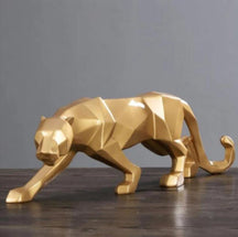 Escultura Pantera Abstrata 44x13cm Conceito Dourado 8cm/26cm 
