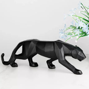Escultura Pantera Abstrata Resina - 0032 Conceito Preto 8cm/26cm 