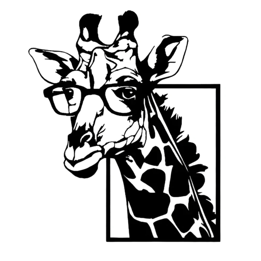 Girafunk™ – Sculpture Murale en Métal Girafe Stylée avec Lunettes - Inoville