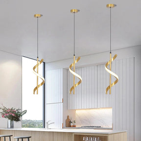 Lustre Suspendu en Spirale Doré à LED - Inoville
